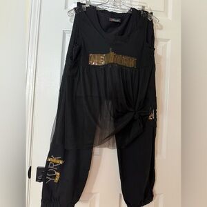 Elegant Black and Gold Women's 3pcs Pantsuit